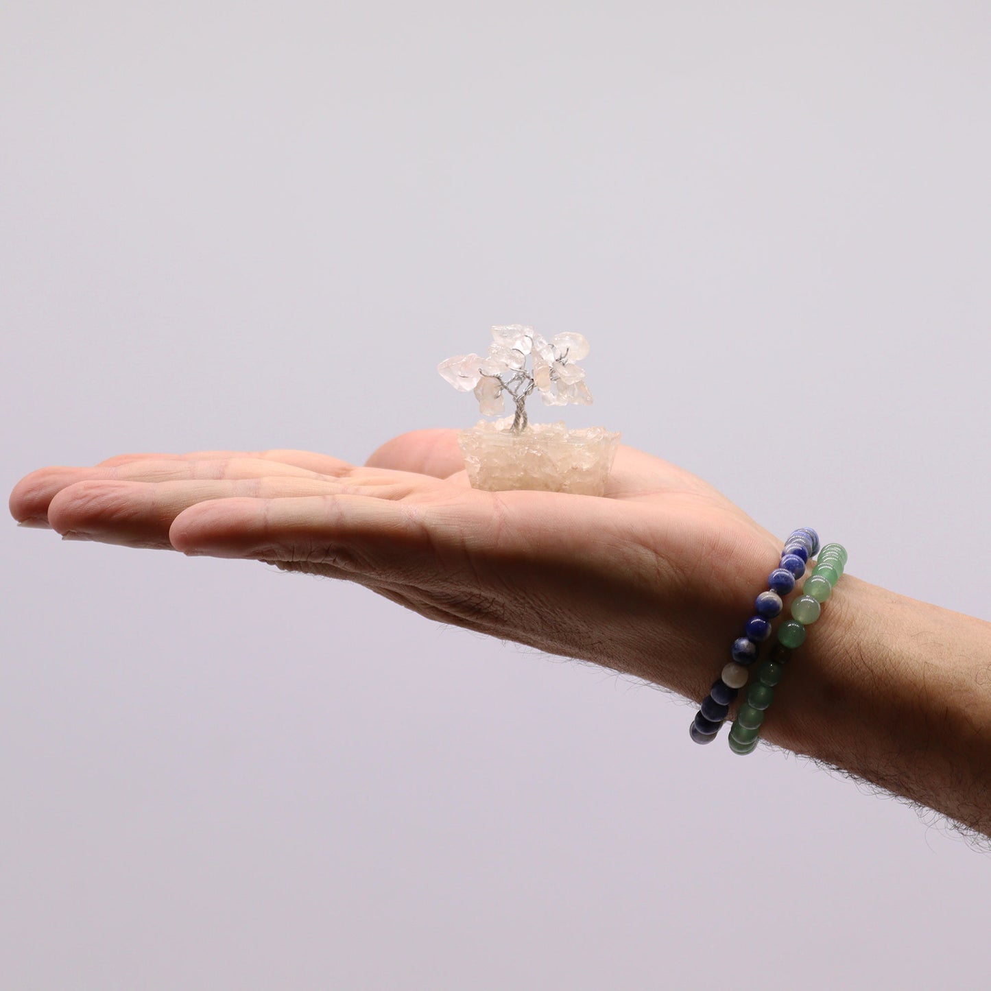Mini Rock Quartz crystal tree on orgonite base – 6cm high with 15 healing crystals
