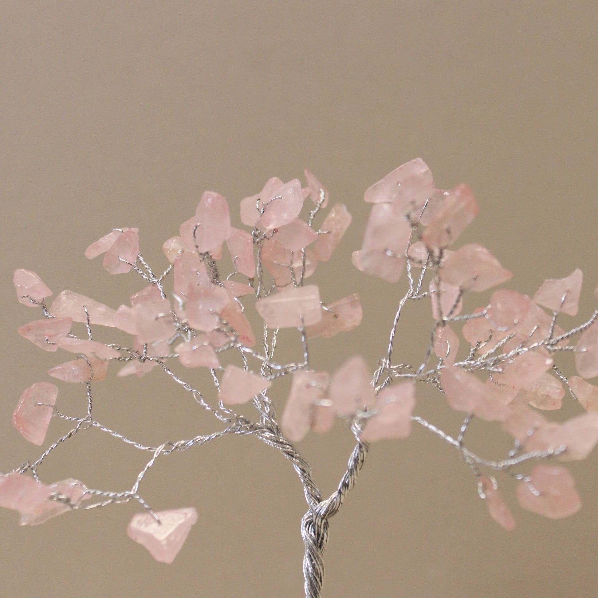 Rose Quartz crystal tree with orgonite base – handmade with 80 stones of natural crystals