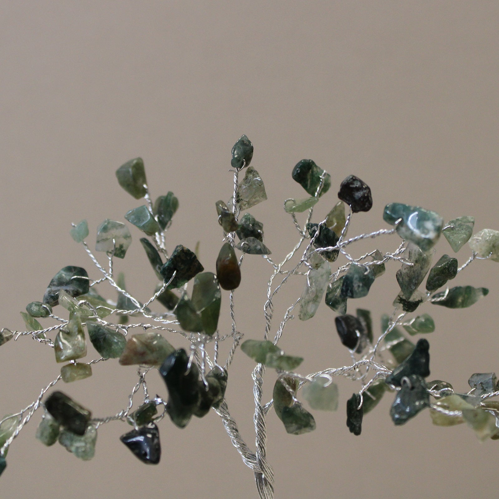 Moss Agate crystal tree with orgonite base – handmade with 80 stones of natural crystals