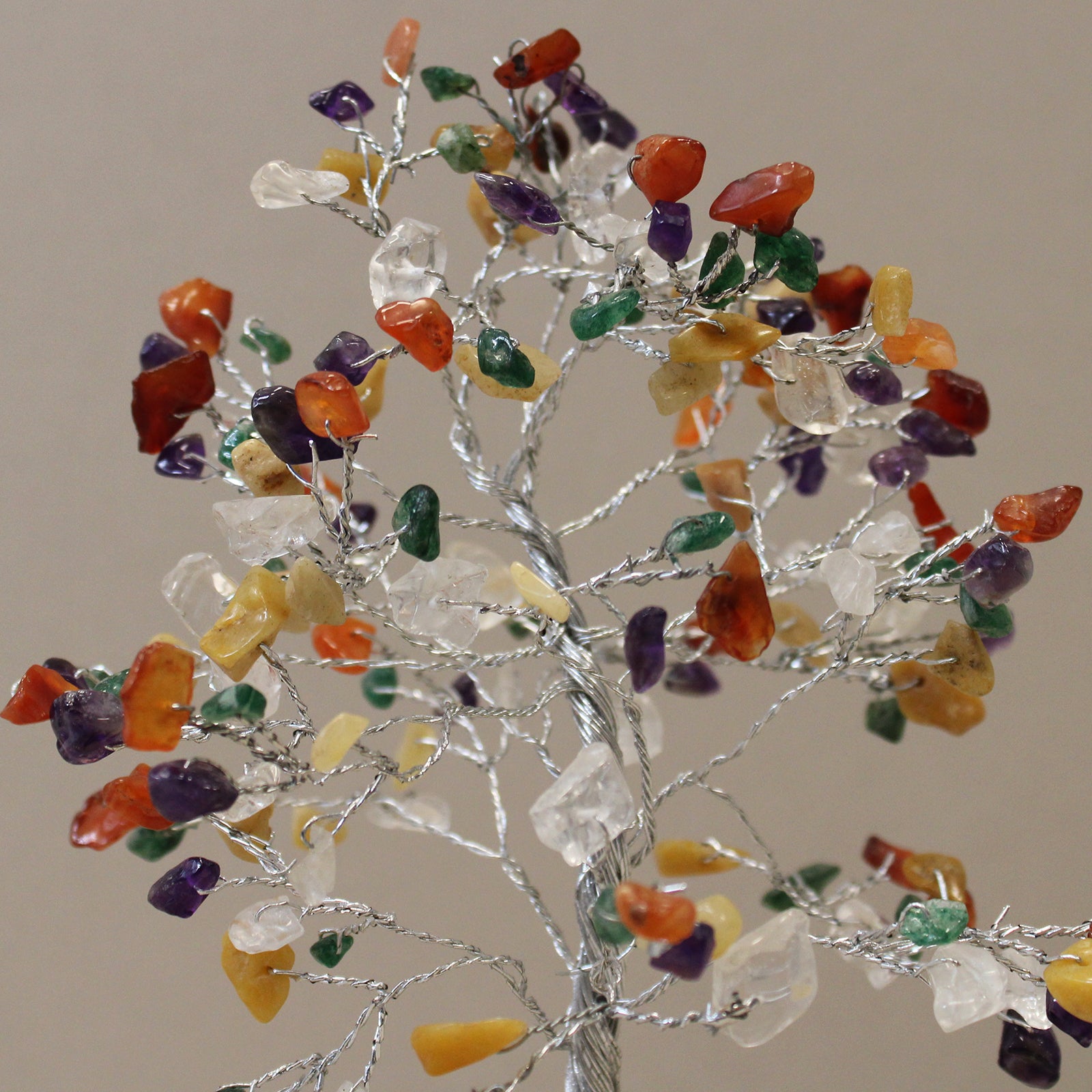 Mixed crystal tree with orgonite base – handmade with 160 stones of natural crystals