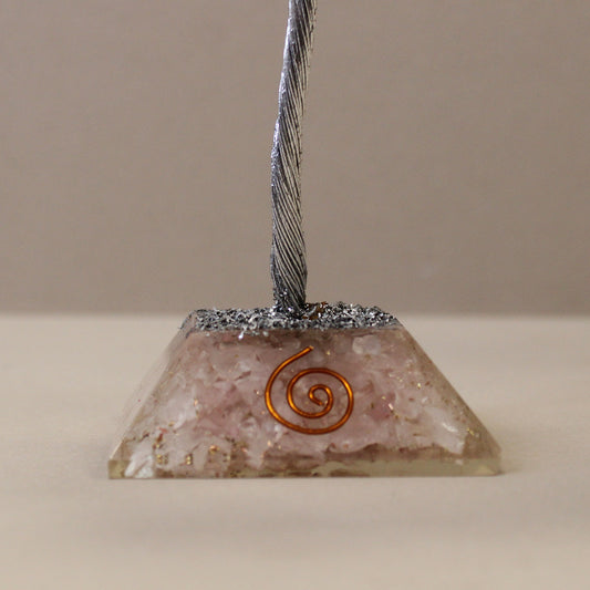 Rose Quartz crystal tree with orgonite base – handmade with 160 stones of natural crystals