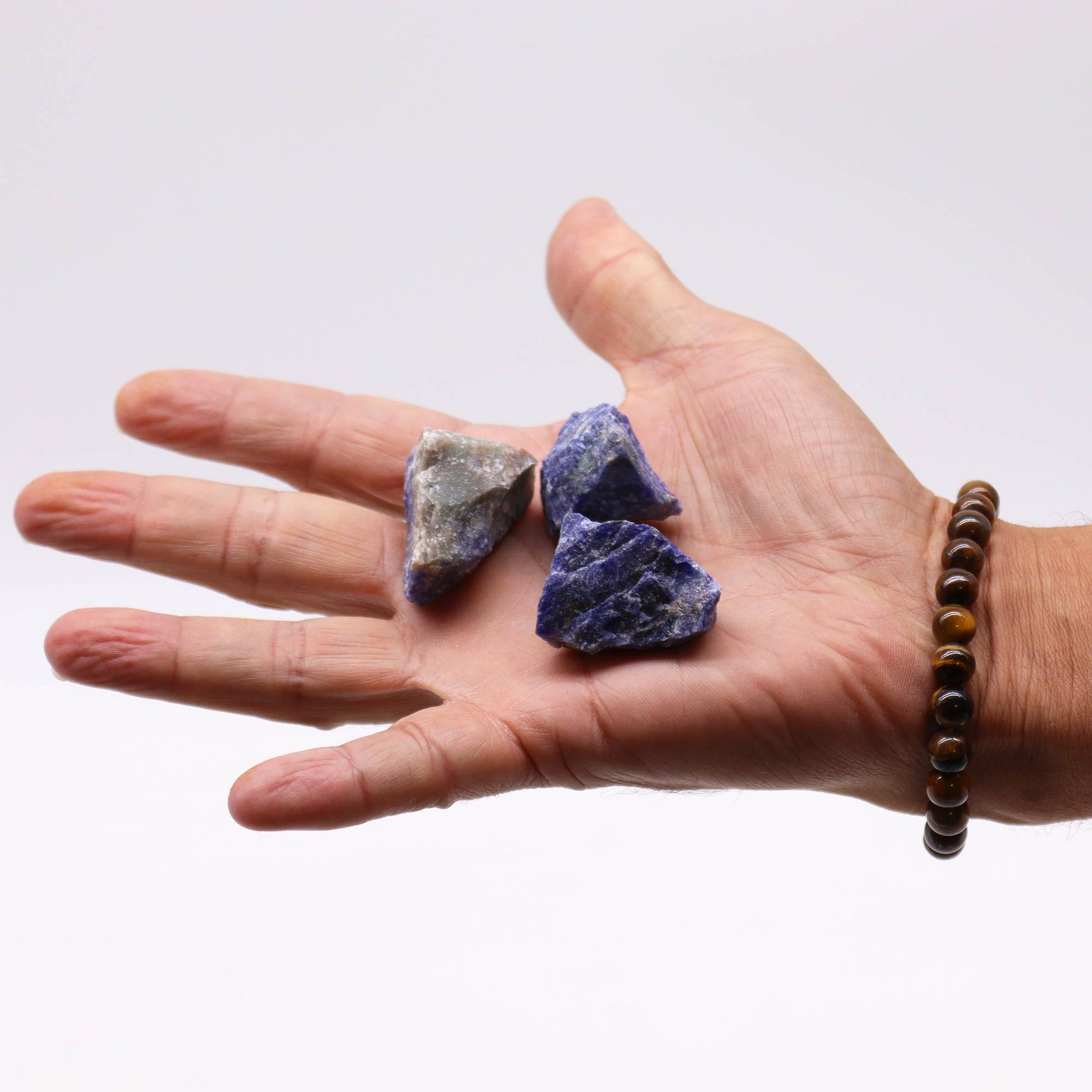 Raw Sodalite crystal – blue and white rough stone for truth and clarity

