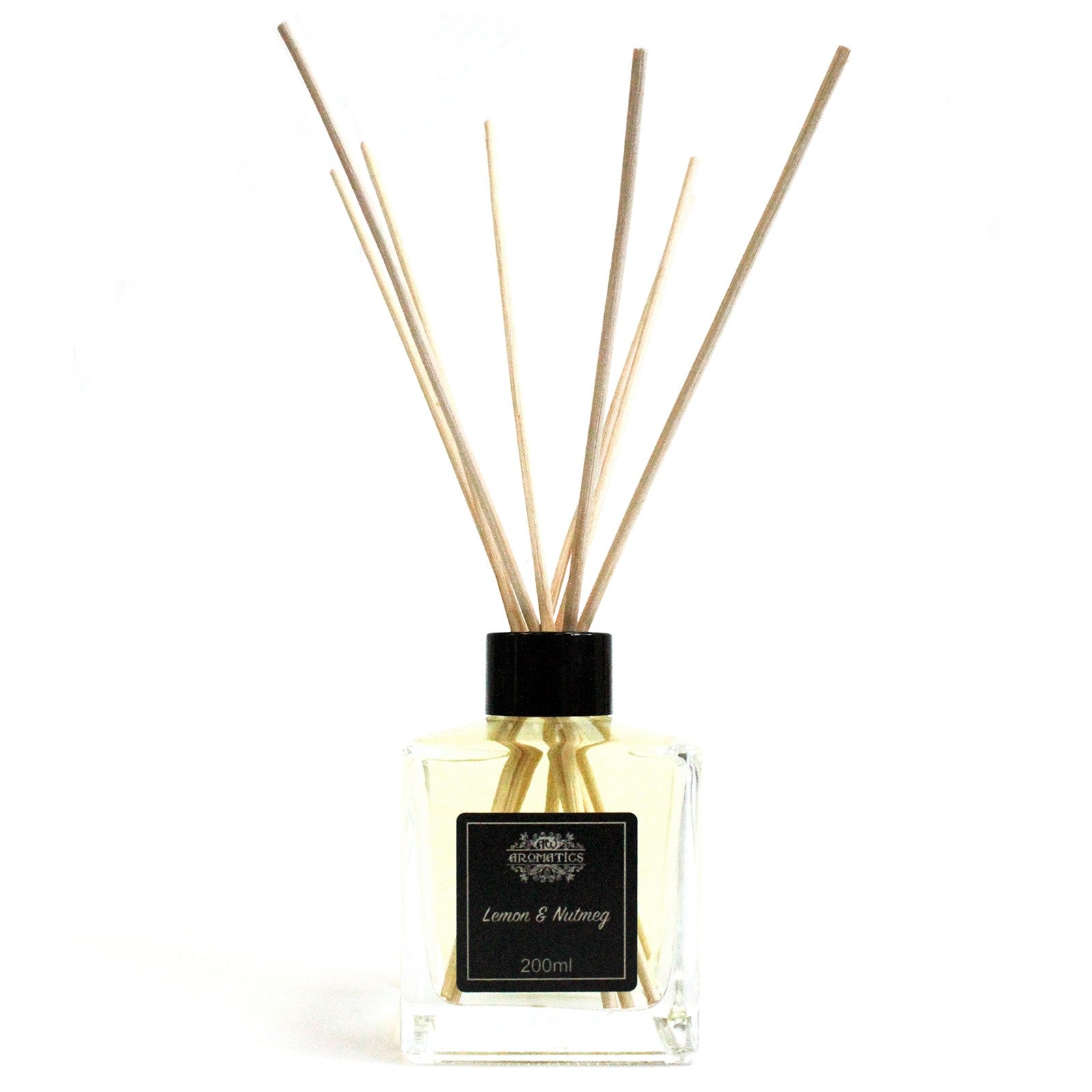 Reed diffuser with Lemon & Nutmeg essential oils – 200ml glass bottle in gift box

