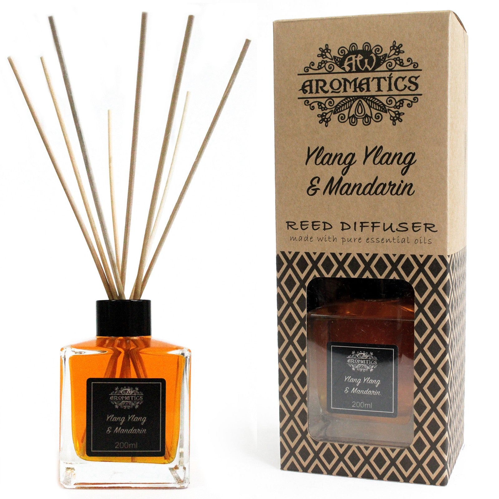 200ml reed diffuser with Ylang Ylang and Mandarin essential oils in a stylish gift box

