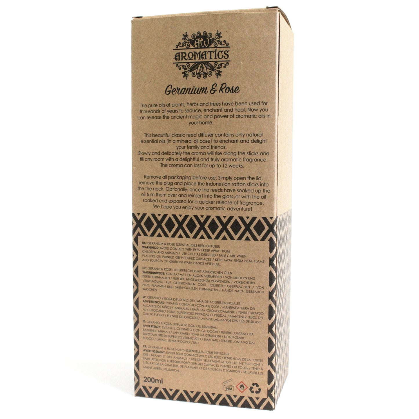 200ml Geranium & Rose essential oil reed diffuser with gift box

