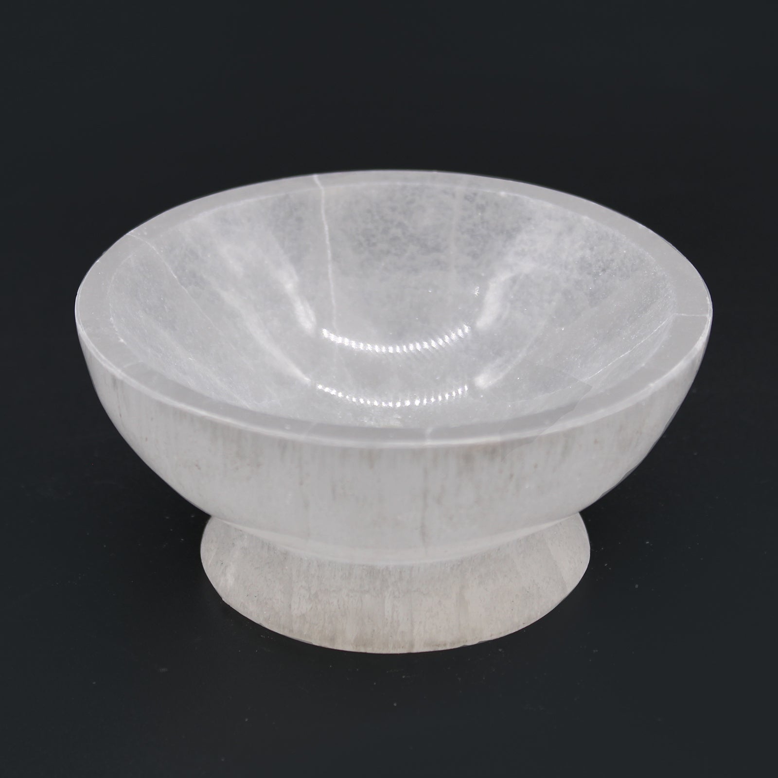 Selenite Ritual Bowl with Pedestal Base – 10cm, polished Moroccan selenite

