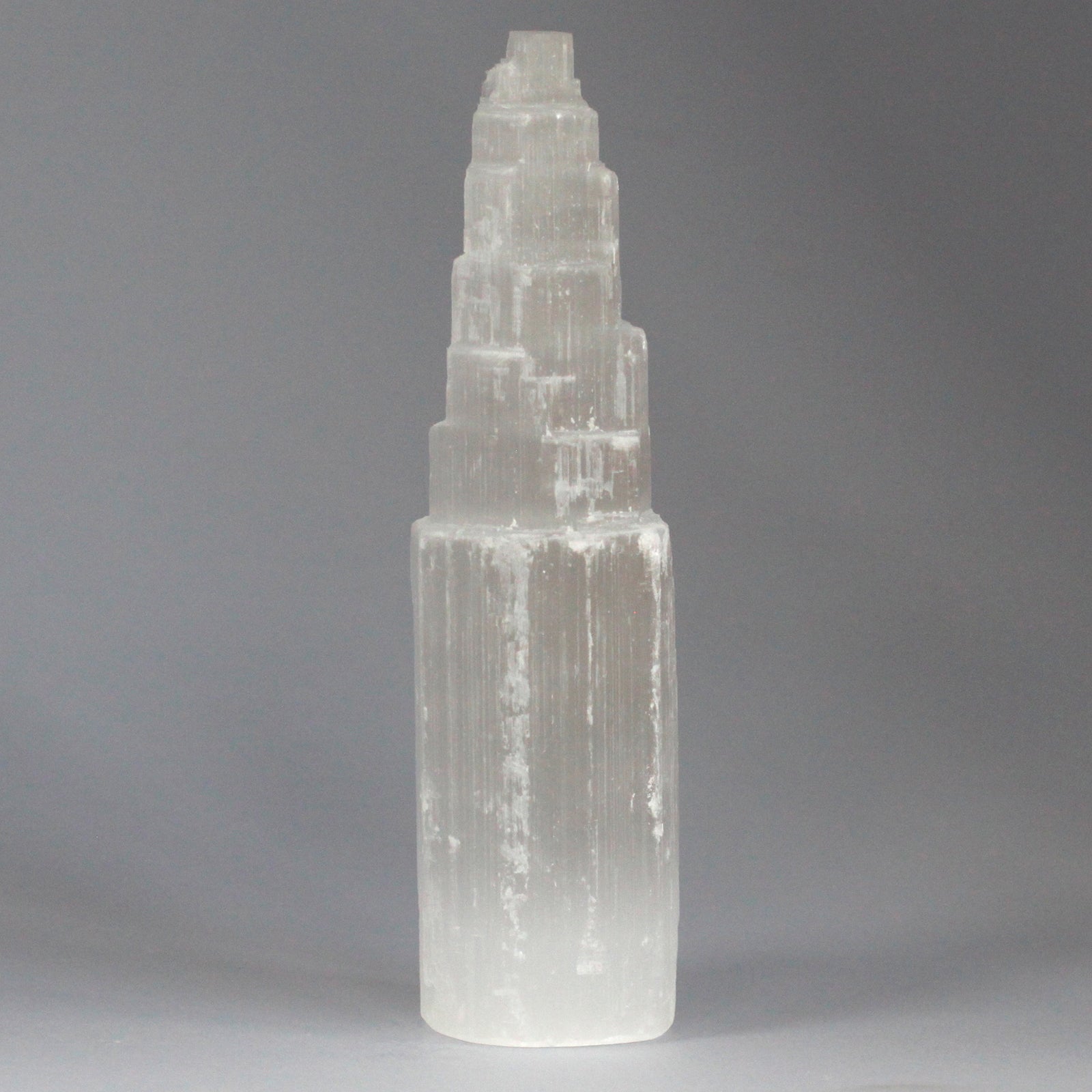 20cm Natural Selenite Tower with milky lunar glow, ethically sourced from Morocco

