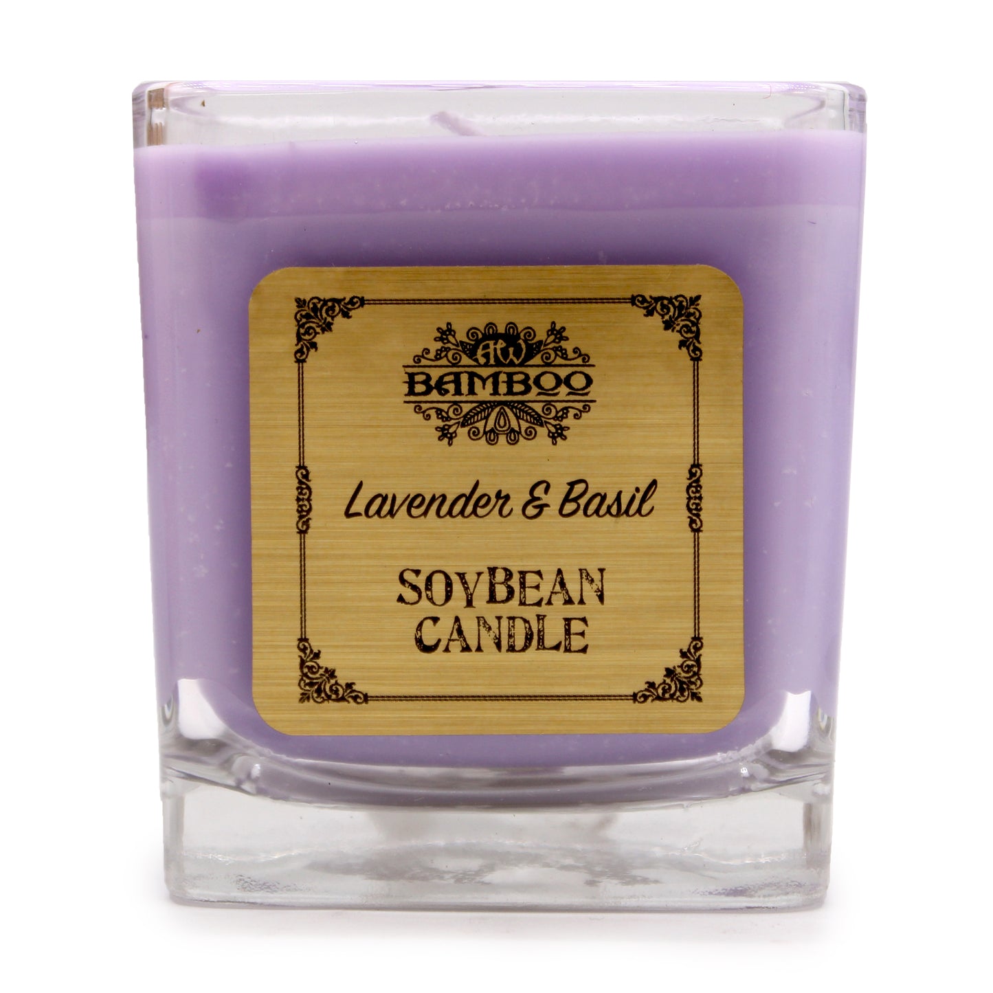 Soy wax candle in square jar – Lavender & Basil fragrance

