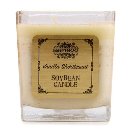 Soy wax candle in square jar – Vanilla Shortbread fragrance

