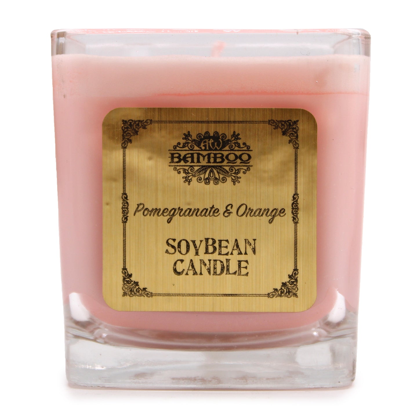 Soy wax candle in square jar – Pomegranate & Orange fragrance

