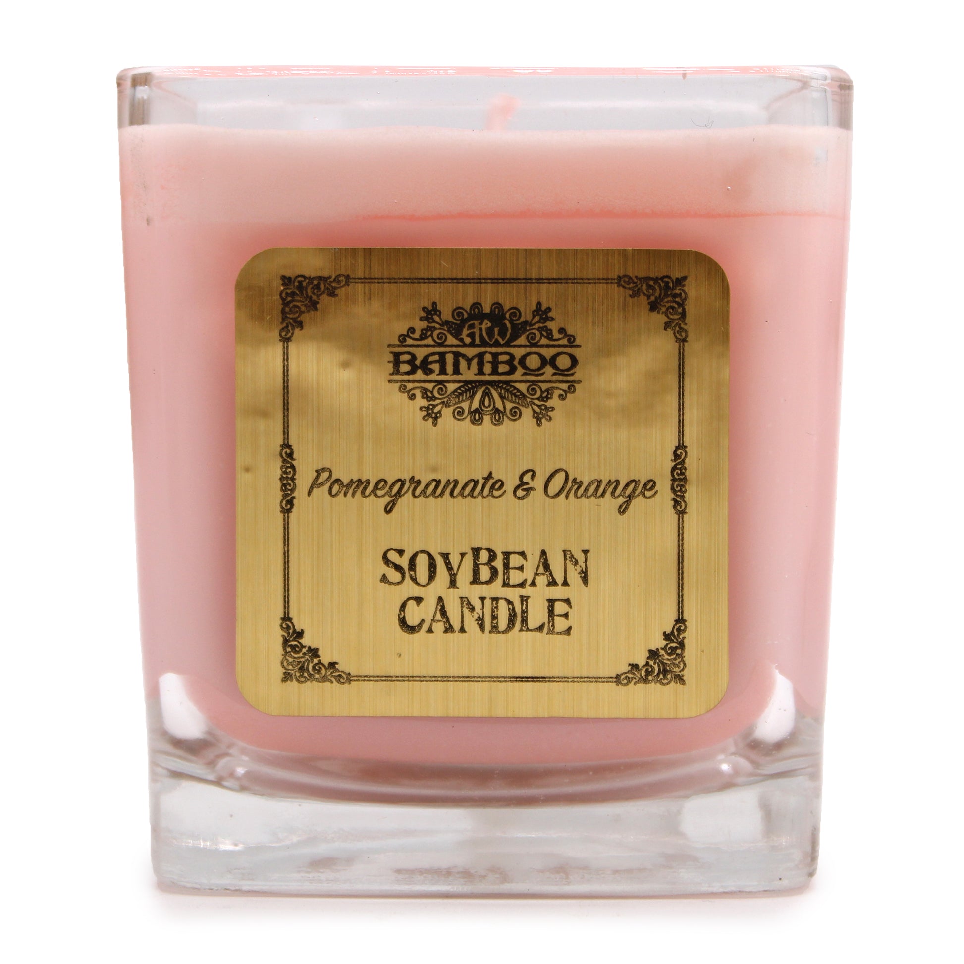 Soy wax candle in square jar – Pomegranate & Orange fragrance

