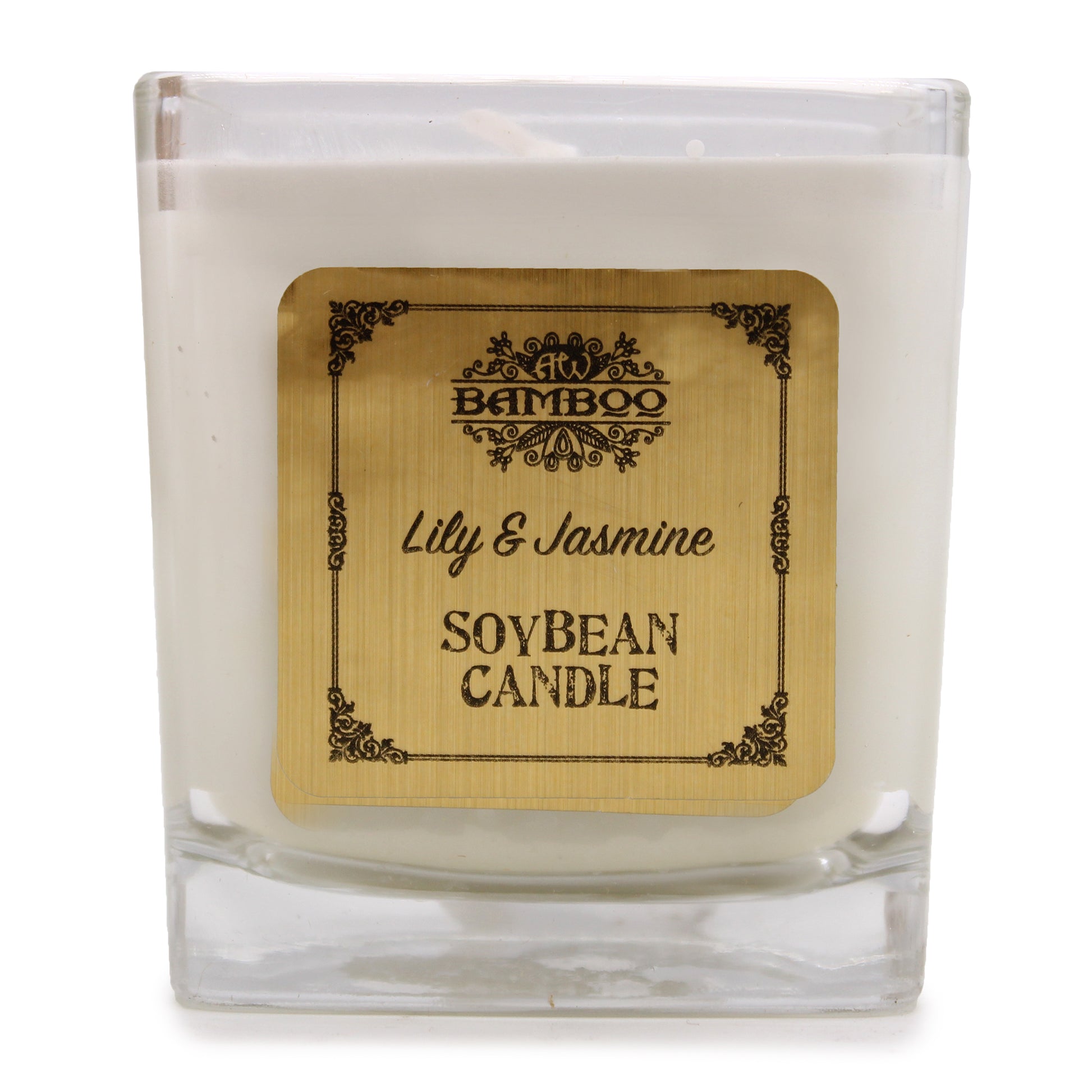 Soy wax candle in square jar – Lily & Jasmine fragrance

