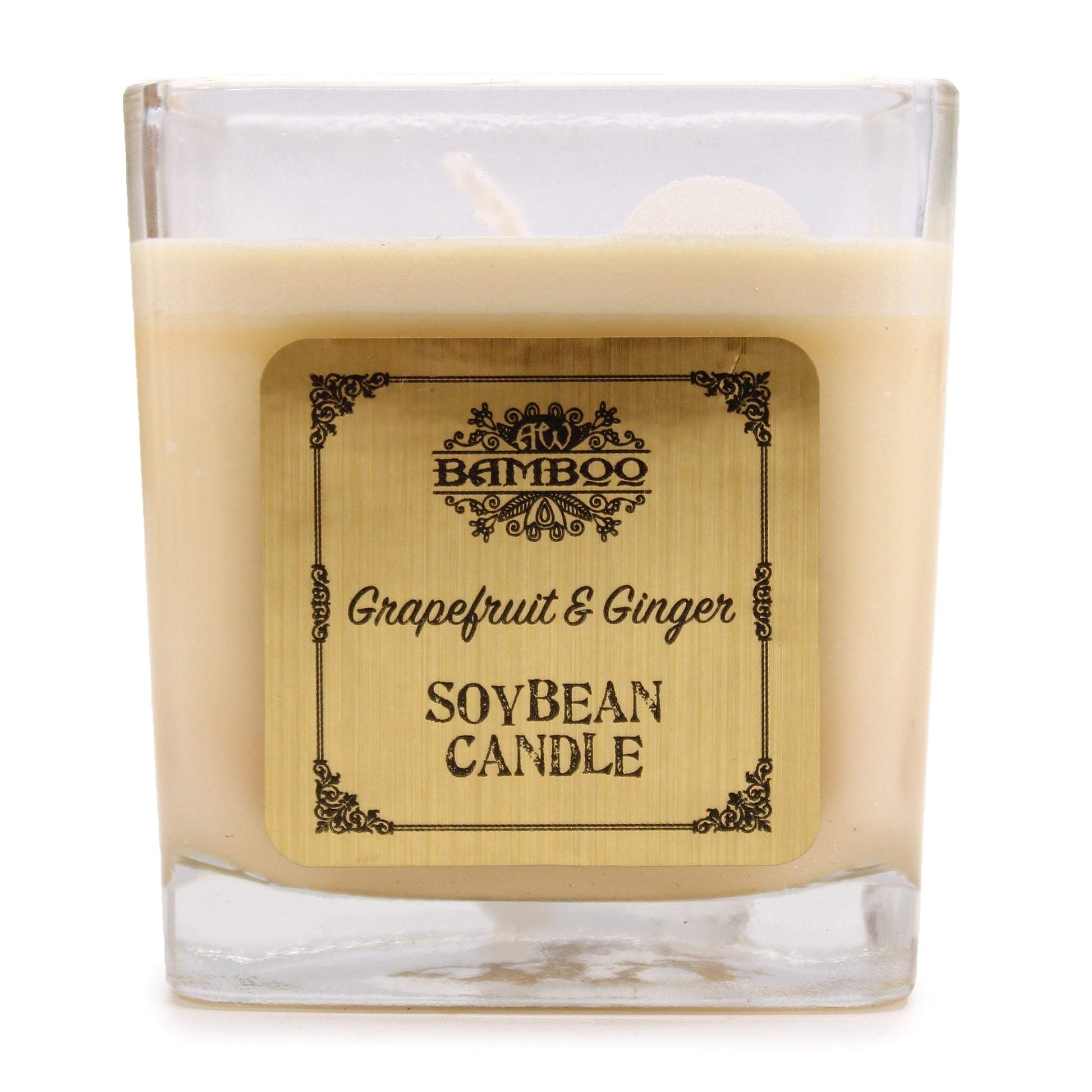Soy wax candle in square jar – Grapefruit & Ginger fragrance

