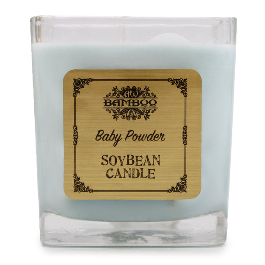 Soy wax candle in square jar – Baby Powder fragrance

