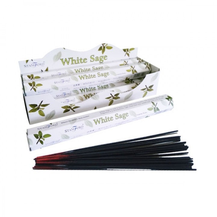 Stamford Premium Hex Incense Sticks – White Sage fragrance box and sticks

