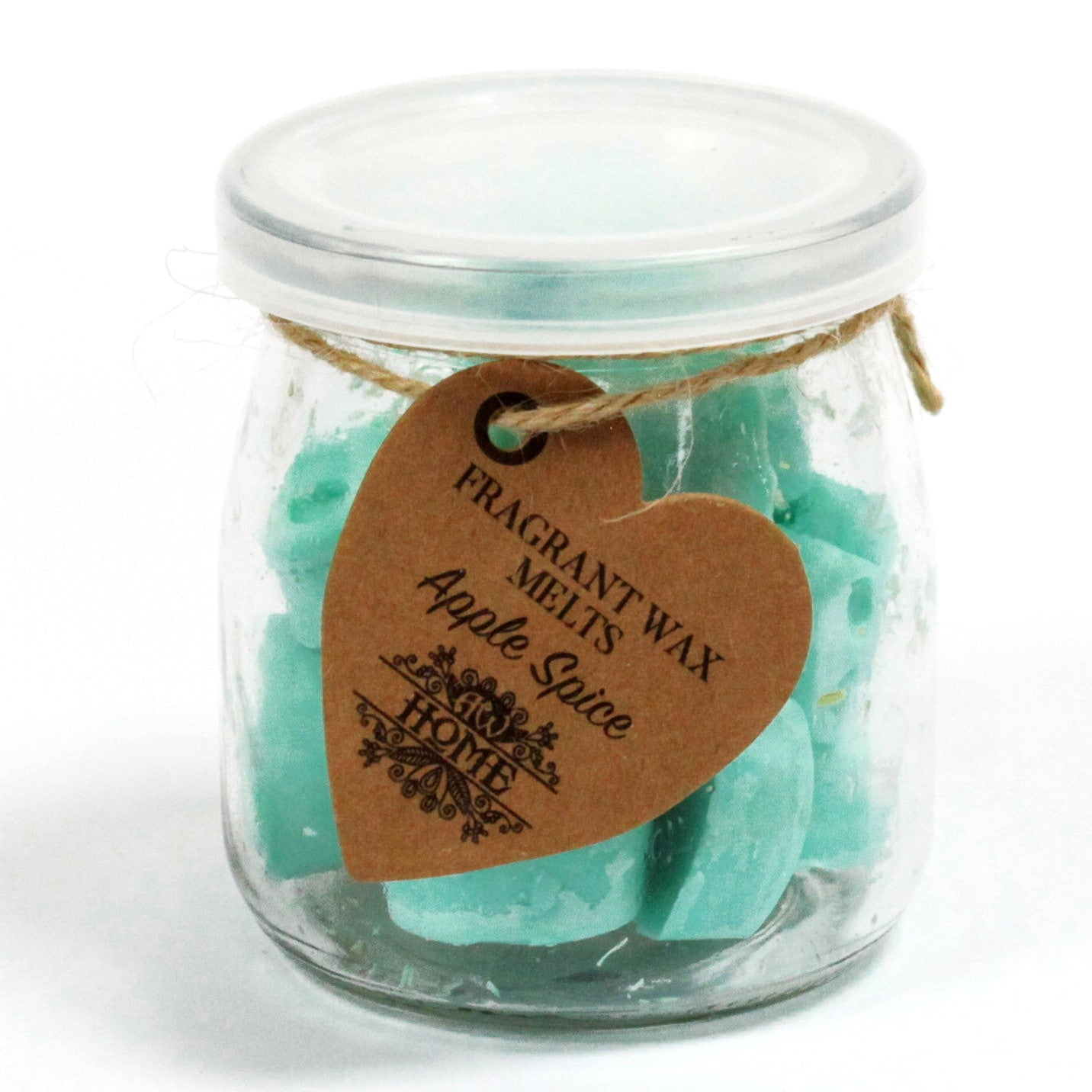 Apple Spice soy wax melts – small hearts in reusable glass jar, approx. 16 melts

