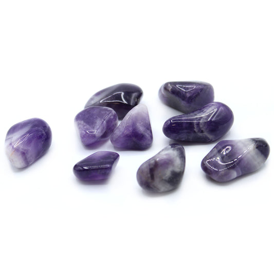 Large tumbled Amethyst Banded crystal – soft purple and white layered stone for calm and spiritual clarity

