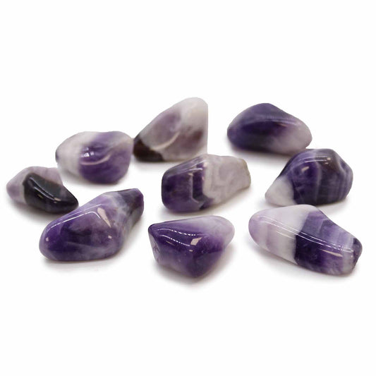 Large tumbled Amethyst Banded crystal – purple and white stone for calm and intuition

