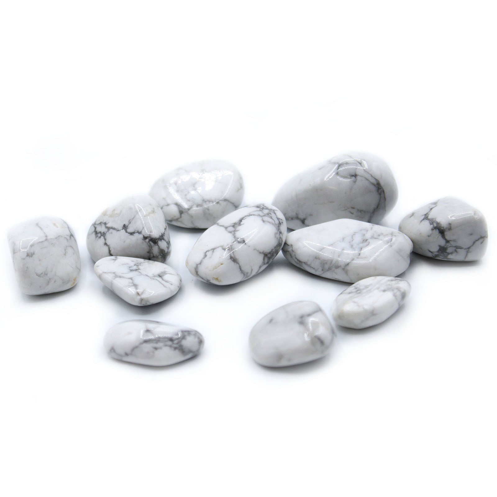 Large tumbled White Howlite crystal – white and grey marbled stone for calm and mindfulness

