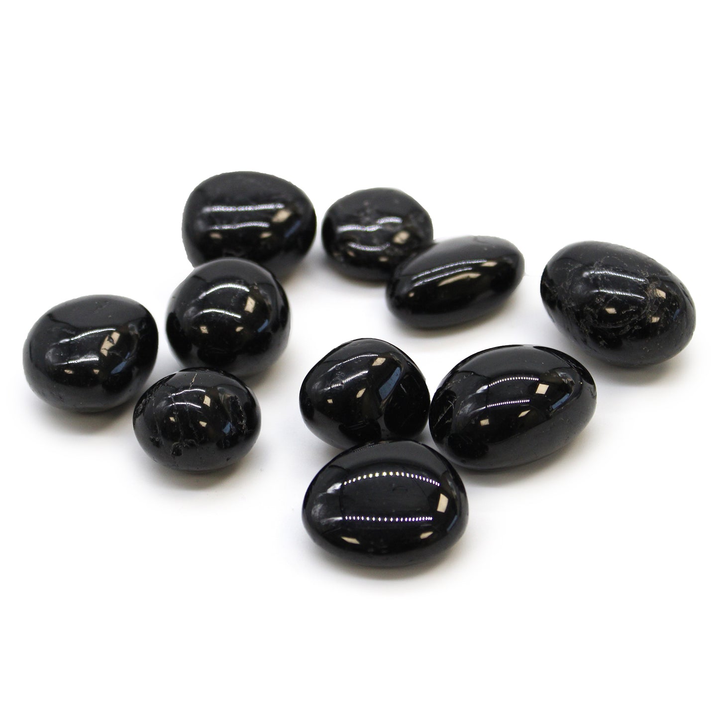 Large tumbled Black Tourmaline crystal – deep black stone for grounding and protection

