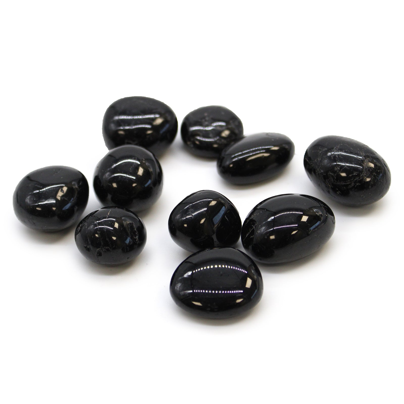 Large tumbled Black Tourmaline crystal – deep black stone for grounding and protection

