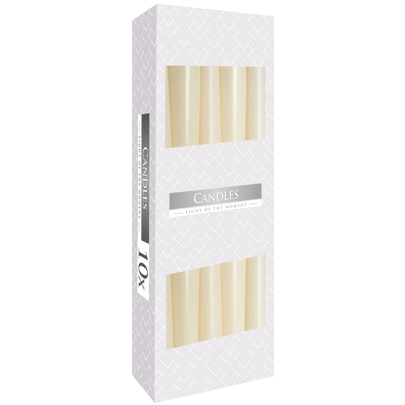 Ivory taper candles – box of 10, classic long-burning dinner candles
