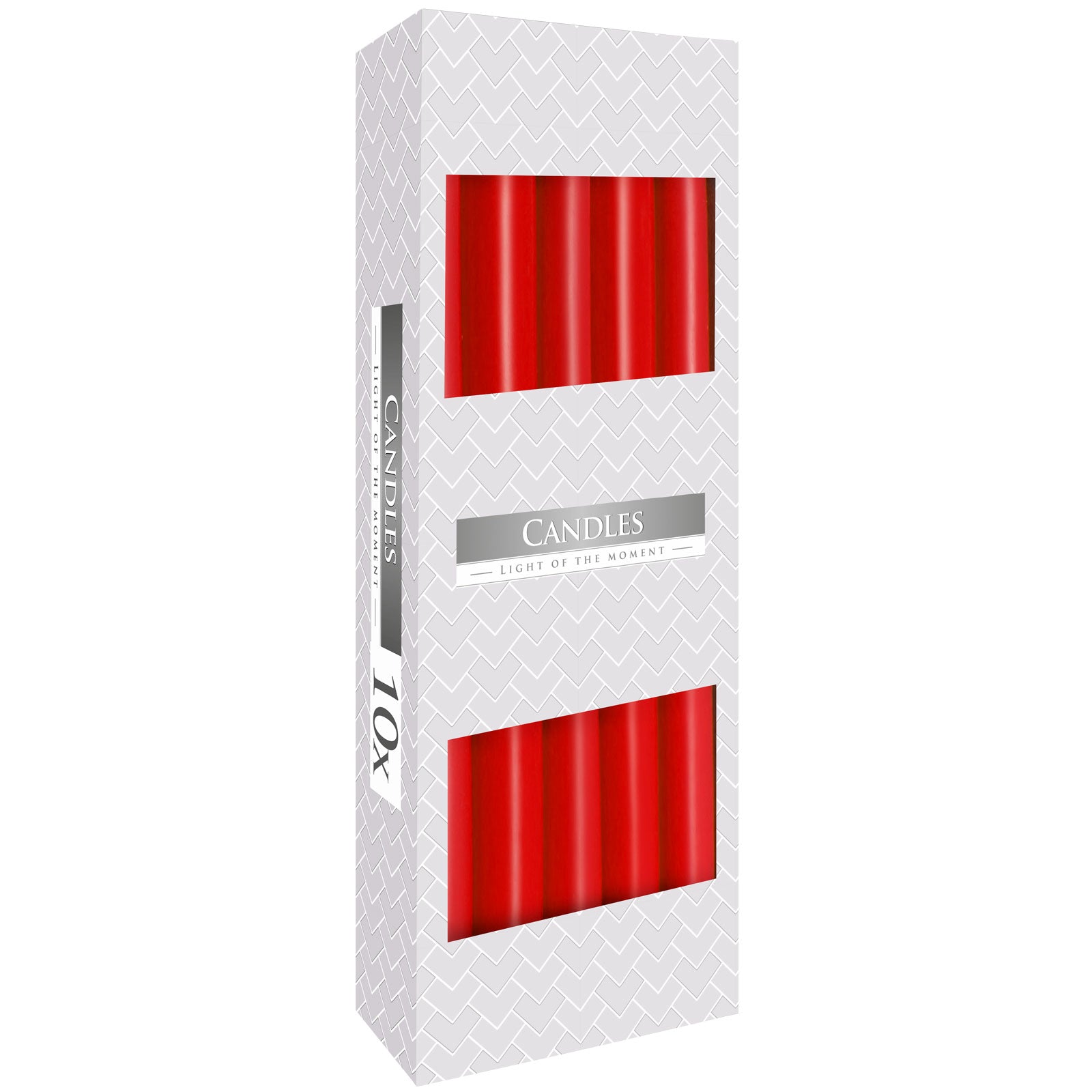 Red taper candles – box of 10, long-burning elegant dinner candles