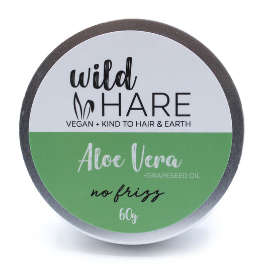 Aloe vera solid shampoo bar for frizz control with grapeseed oil, plastic-free 60g bar in aluminium travel tin

