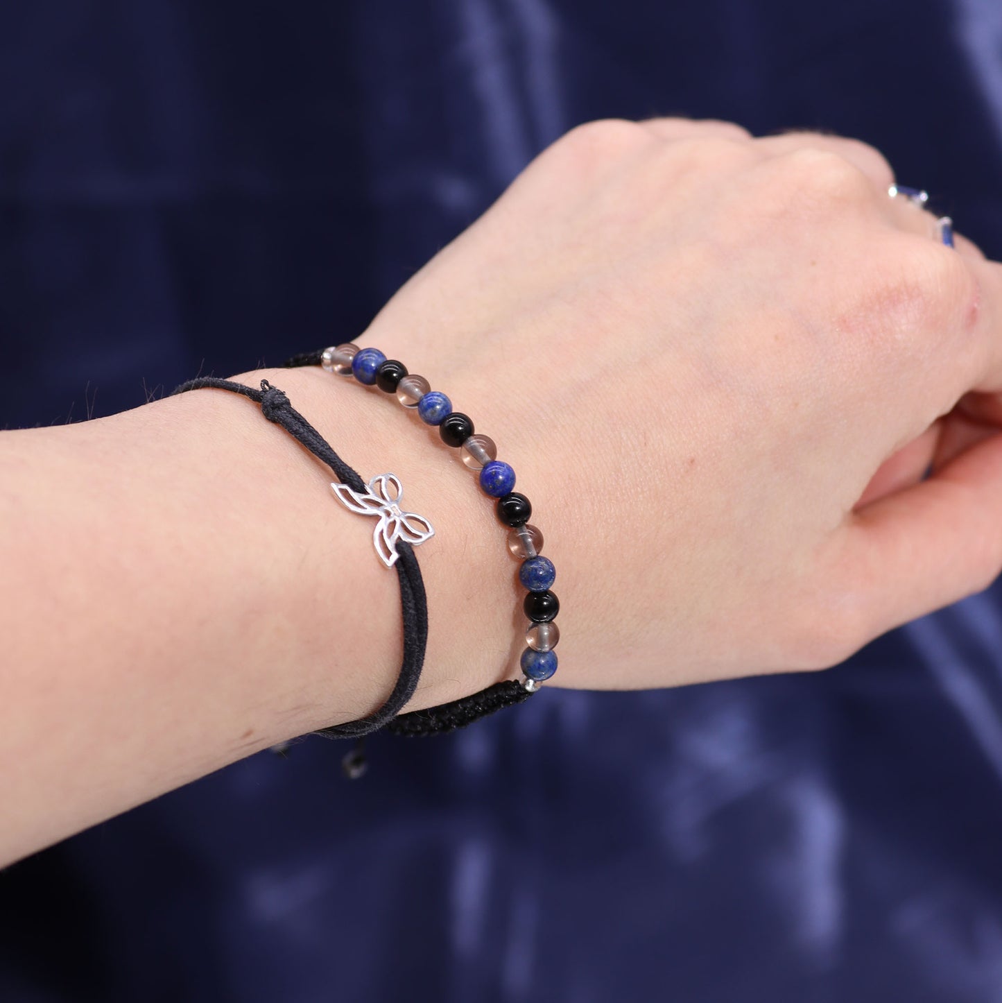 Scorpio Zodiac Crystal Candle with gemstone bracelet, midnight blue jar with constellation and powerful crystal energy
