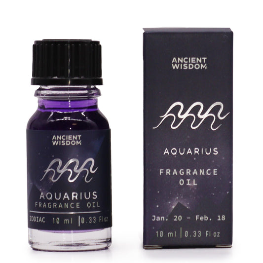 Aquarius zodiac fragrance oil 10ml with Amethyst & Amber scent and shimmering bio glitter

