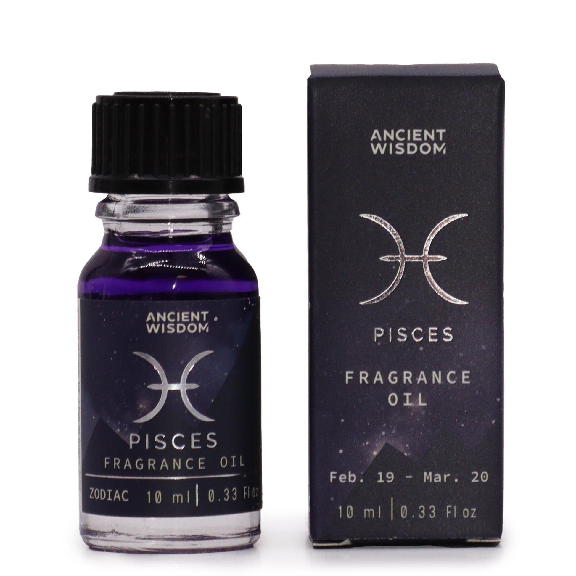 Pisces zodiac fragrance oil 10ml with Aquamarine & Celestial Smoke scent and shimmering bio glitter

