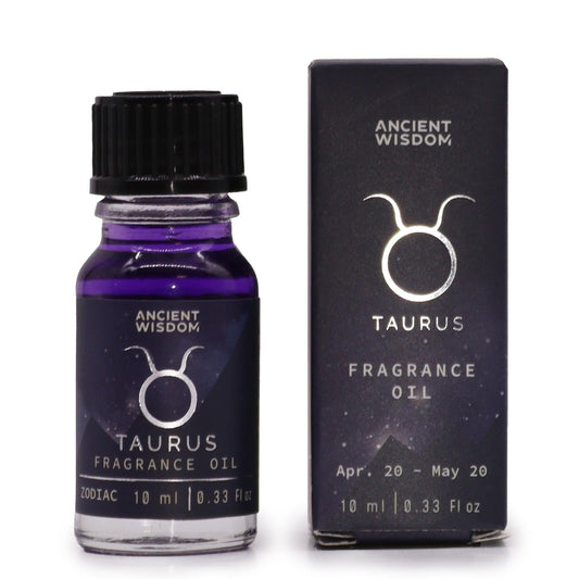 Taurus zodiac fragrance oil 10ml with Forest Emerald & Patchouli scent and shimmering bio glitter


