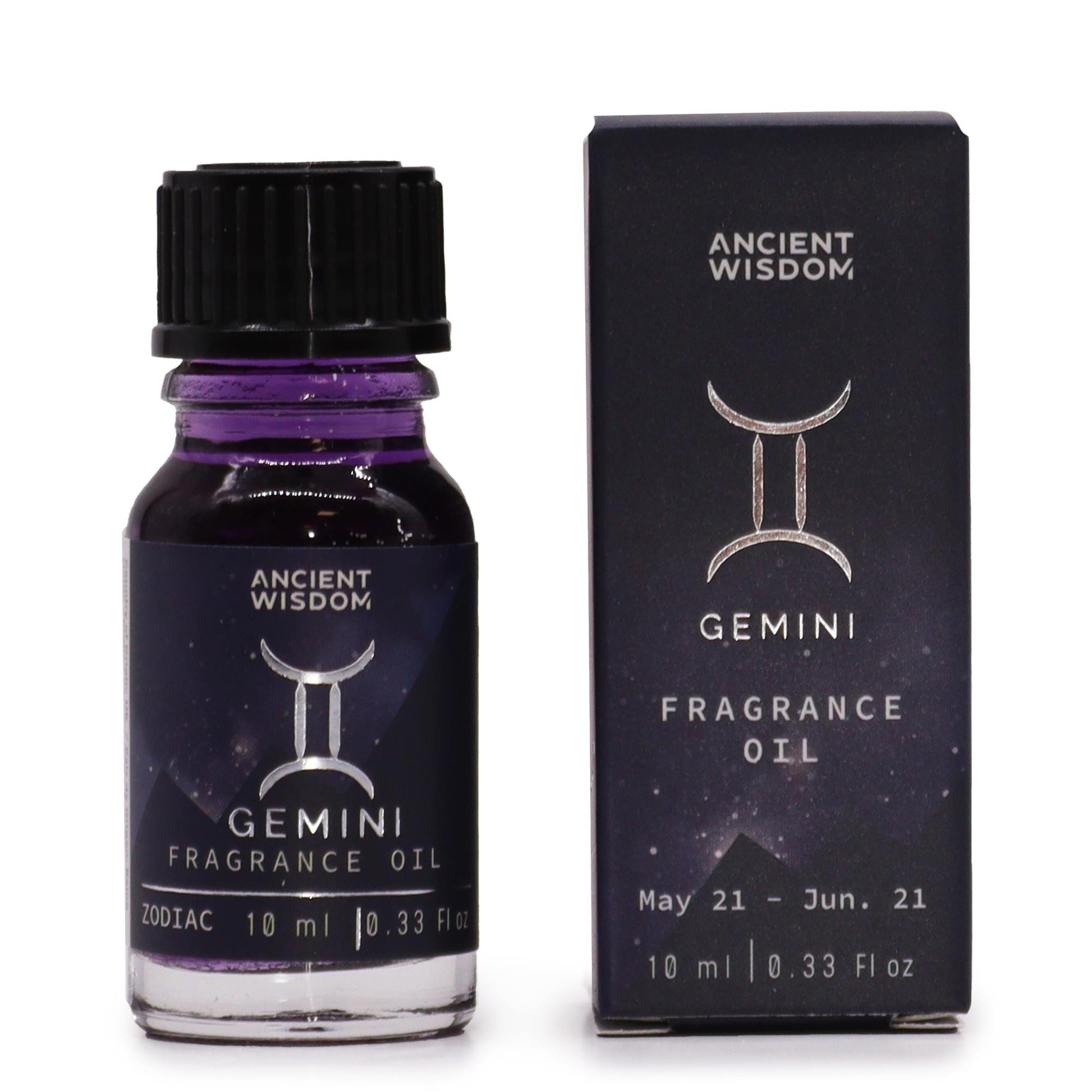 Gemini zodiac fragrance oil 10ml with Oriental Tigers Eye scent and shimmering bio glitter

