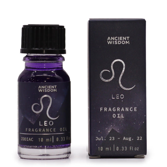 Leo zodiac fragrance oil 10ml with Frosted Citrine & Ginger scent and shimmering bio glitter

