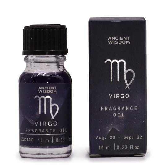 Virgo zodiac fragrance oil 10ml with Tree Agate & Oud scent and shimmering bio glitter

