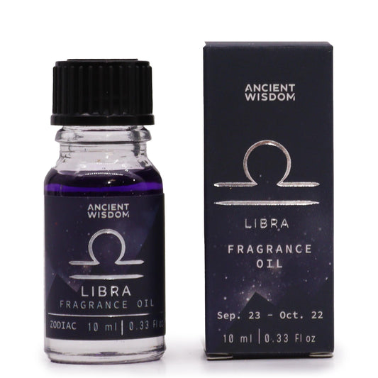 Libra zodiac fragrance oil 10ml with Cool Jade & Oakmoss scent and shimmering bio glitter

