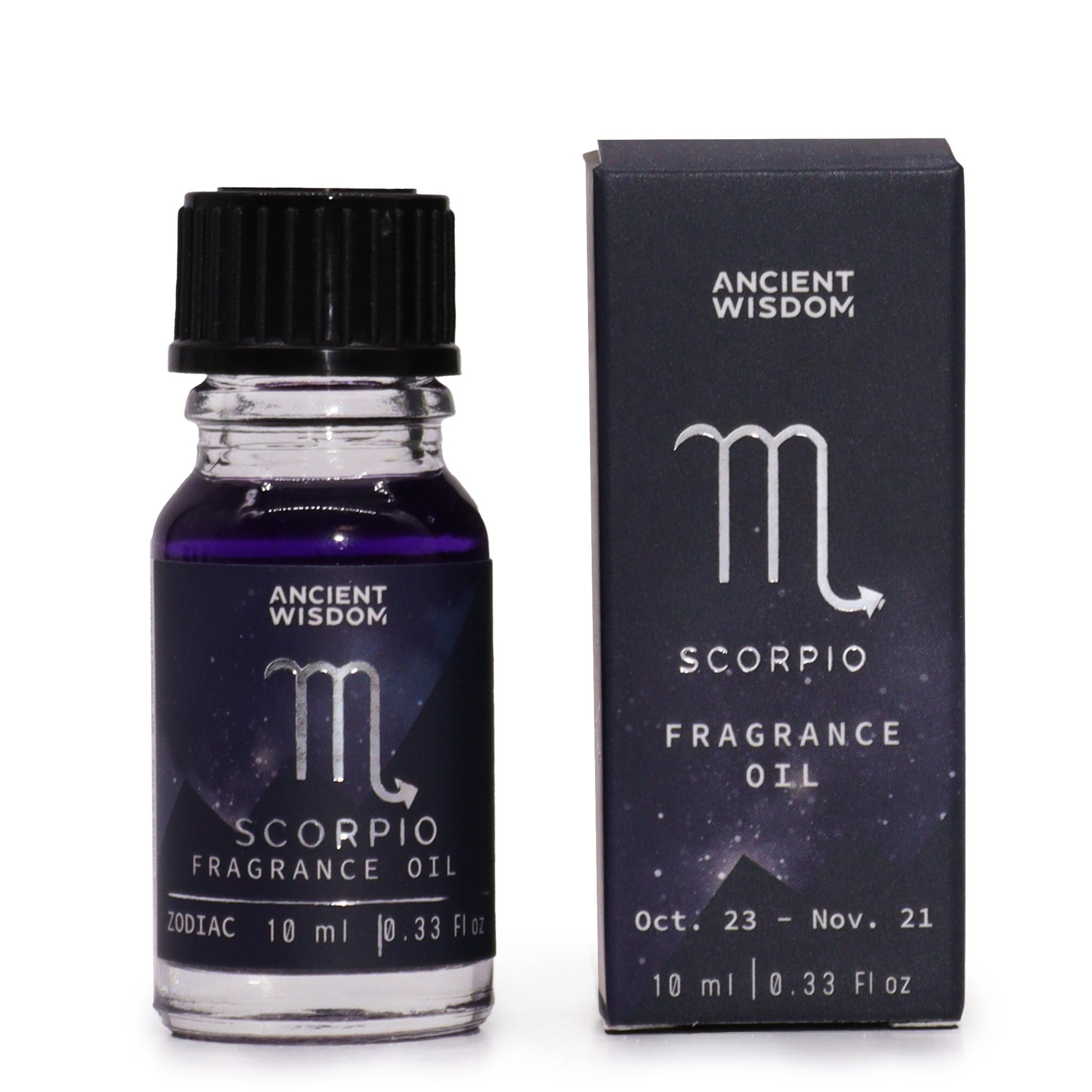 Scorpio zodiac fragrance oil 10ml with Obsidian & Dark Coffee scent and shimmering bio glitter

