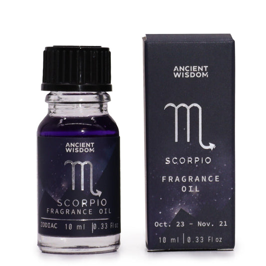 Scorpio zodiac fragrance oil 10ml with Obsidian & Dark Coffee scent and shimmering bio glitter


